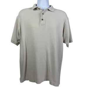 Hathaway Sport Men's Medium Silk Cotton Ribbed Polo Shirt Beige Somerset Bay